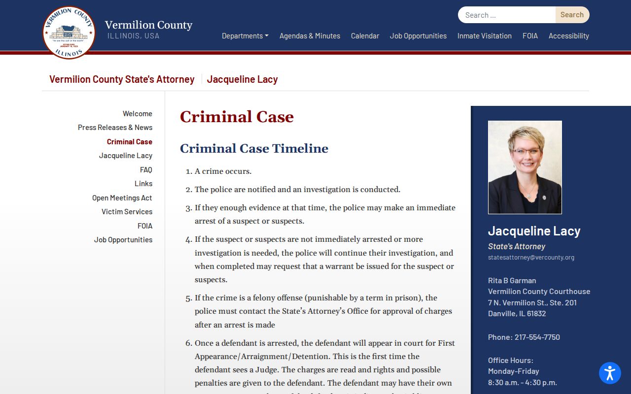 Vermilion County arrest booking to court disposition timeline