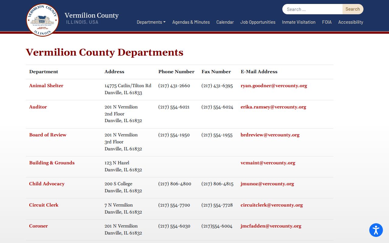 Vermilion County Sheriff and jail booking contact directory