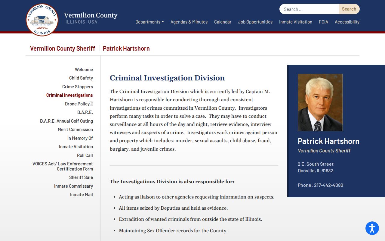 Vermilion County Sheriff's criminal investigations wanted-record source